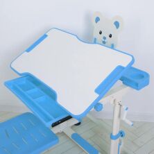 Дитяча пластикова Регульована парта зі стільцем M 4818-4 з підставкою для книг / синя