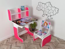 Дитяча парта шкільна розтишка зі стільцем Принцеса Софія (Princess Sofia) 102, малинова **