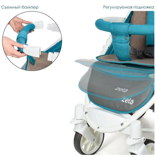 Коляска прогулочная El Camino ME 1011L ZETA Lagoon бірюзовий**