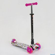 Самокат дитячий триколісний А 25598/779-1341 MAXI Best Scooter пластмасовий підсвічування коліс рожевий