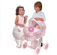 Коляска для ляльок DeCuevas 85034 Лялькова з рюкзаком серії Марія складна рожева