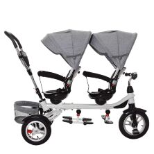 Триколісний дитячий велосипед коляска для двійні TURBOTRIKE M 3116TWA-19 / колір сірий **