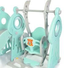 Дитяча пластикова гірка Гойдалка BAMBI WM19011-5 з баскетбольним кільцем сіро-м'ятна**