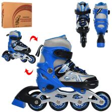 Дитячі розсувні ролики PROFI A4148-XS-BL алюмінієва рама/КОМБО/розмір 27-30 устілка 16cм/сині