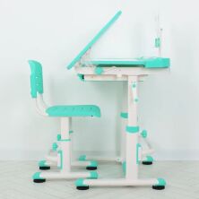 Дитяча пластикова Регульована парта зі стільцем M 4818-5 з підставкою для книг / зелена