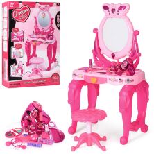 Дитячий туалетний столик, трюмо для дівчинки 88015A зі стільчиком і аксесуарами Рожевий**
