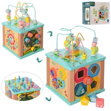 Дерев'яна Розвиваюча іграшка Логічний куб MD 2465 Бизиборд Лабіринт Рахунки Сортер ін**