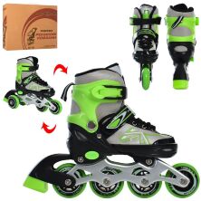 Дитячі розсувні ролики PROFI A4148-XS-GR алюмінієва рама/КОМБО/розмір 27-30 устілка 16cм/зелені