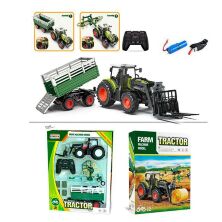 Трактор на р/к з причепом (2 види) на радіо-керуванні 3601 на акумуляторі / гумові колеса / світло