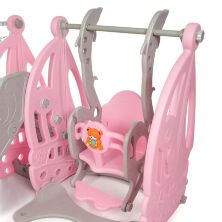 Дитяча пластикова гірка Гойдалка BAMBI WM19016-8 з баскетбольним кільцем сіро-рожева**