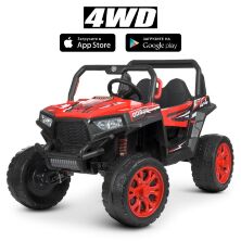 Дитячий двомісний електромобіль Bambi Racer Джип 4WD M 4797EBLR-3 на EVA колесах з М'яким сидінням / червоний