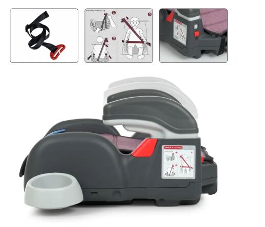 Автосидіння Бустер дитячий EL CAMINO ME 1044 Roro Violet з підлокітником і підсклянником/чорьо-фіолетовий