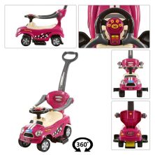 Каталка толокар машинка Z 321-8 з батьківською ручкою музика малиновий**