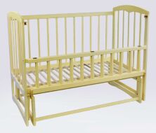 Дитяче ліжечко дерев'яна маятник з відкидним бортом "Спимо" вільха - колір слонова кістка