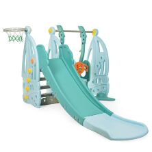 Дитяча пластикова гірка Гойдалка BAMBI WM19016-4 з баскетбольним кільцем блакитна**