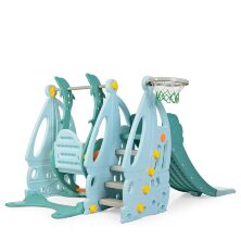 Дитяча пластикова гірка Гойдалка BAMBI WM19016-4 з баскетбольним кільцем блакитна**