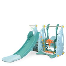 Дитяча пластикова гірка Гойдалка BAMBI WM19016-4 з баскетбольним кільцем блакитна**