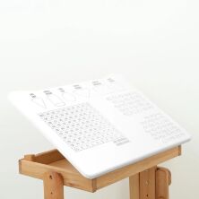 Дитяча дерев'яна регульована парта зі стільчиком 04-031W Алфавіт (укр англ) + Таблиця множення біла**