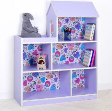 Будиночок стелаж Дитяча полиця для іграшок і книг 305-10 лаванда Сердечка**
