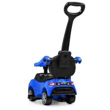 Дитяча машинка каталка-толокар Bambi 2 в 1 M 4121L-4 батьківська ручка музика світло синій