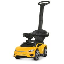 Машина каталка толокар BAMBI M 4318L-6 музика світло шкіряне сидіння батьківська ручка жовта електромобіль