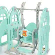 Дитяча пластикова гірка Гойдалка BAMBI WM19017-4-2 з баскетбольним кільцем сіро-блакитна**