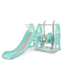 Дитяча пластикова гірка Гойдалка BAMBI WM19017-4-2 з баскетбольним кільцем сіро-блакитна**