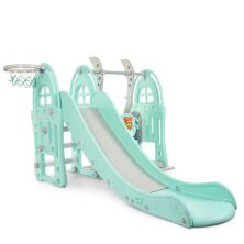 Дитяча пластикова гірка Гойдалка BAMBI WM19017-4-2 з баскетбольним кільцем сіро-блакитна**