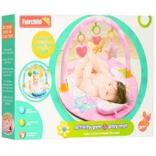 Розвиваючий килимок для немовляти FC021-22 Дуга з підвісками і подушечка. Для дівчинки / рожевий