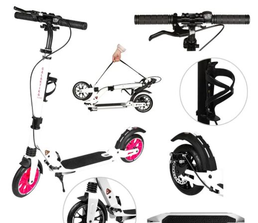 Самокат складаний двоколісний GS-0025 Black алюмінієвий білий