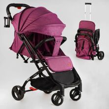 Прогулянкова алюмінієва дитяча коляска JOY Elegans A-16207 з підсклянником та телескопічною ручкою / рожева