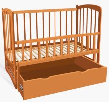 Дитяче ліжечко дерев'яна маятник з висувним ящиком-шухлядою відкидним бортом "Комета" вільха колір