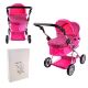 Коляска зимова люлька для ляльки 9680 Лялькова коляска з регульованою ручкою та багажної кошиком рожева
