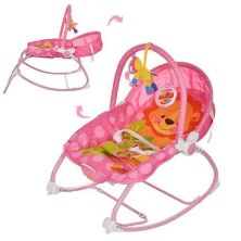 Дитячий шезлонг-качалка каталка для малюків BF570-8 / дуга з іграшками / Музика та звук / Для дівчинки / рожевий