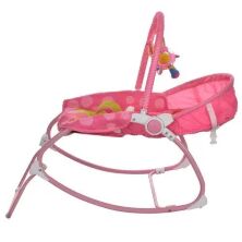 Дитячий шезлонг-качалка каталка для малюків BF570-8 / дуга з іграшками / Музика та звук / Для дівчинки / рожевий