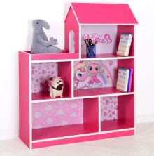 Будиночок стелаж Дитяча полиця для іграшок і книг 305-16 Принцеса і Єдиноріжок малиновий**