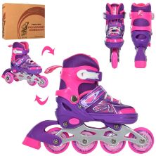 Дитячі розсувні ролики PROFI A4148-XS-V алюмінієва рама/КОМБО/розмір 27-30 устілка 16 см/фіолетові