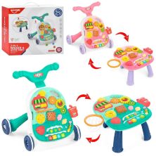 Музична Каталка-ходунки-штовхач 2в1 HE0814-815 з підсвічуванням + Інтерактивний столик / 2 кольори