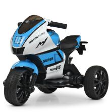 Дитячий електромобіль трицикл M 4135EL-1-4 Yamaha на EVA колесах, шкіряне сидіння / біло-синій