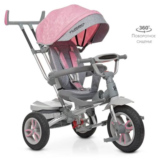 ⁇  Велосипед-коляска дитячий триколісний Turbo Trike M 4058-15 рожевий