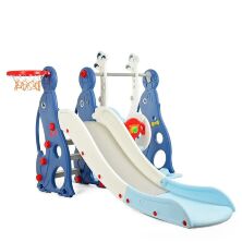 Дитяча пластикова гірка Гойдалка BAMBI WM19020-4 з баскетбольним кільцем біло-блакитна**