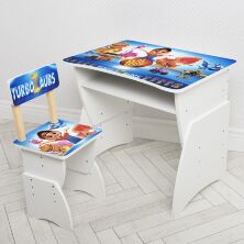 Дитяча парта регульована шкільна зі стільцем 905-129 Турбозавры Динозаври біла**