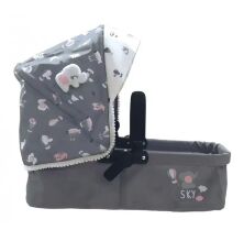 Коляска для ляльок DeCuevas 81535 Лялькова коляска трансформер 3в1 з сумкою серії Скай (ручка регулюється)