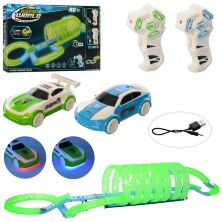 Автотрек траса гоночний трек 6688-614 світиться в темряві на радіоуправлінні з машинками / 85 деталей**