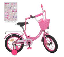Дитячий двоколісний сталевий велосипед колеса 12 дюймів Profi Y1211-1 Princess Рожевий з кошиком **