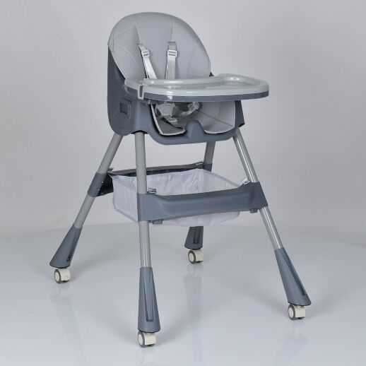 Стільчик для годування Bambi M 5722 з кошиком на роликах Сірий