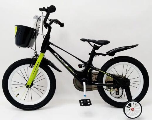 Велосипед дитячий двоколісний ROYAL VOYAGE 16-SHADOW колеса 16 дюймів Магнієва рама чорно-салатовий