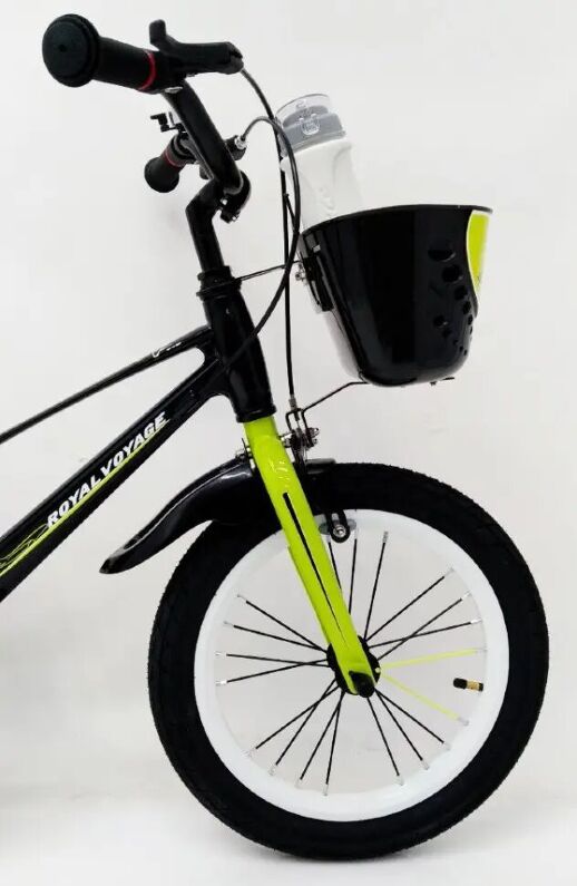 Велосипед дитячий двоколісний ROYAL VOYAGE 16-SHADOW колеса 16 дюймів Магнієва рама чорно-салатовий