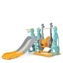 Дитяча пластикова гірка Гочель BAMBI WM19020-5 з баскетбольним кільцем сіро-жовта**