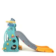 Дитяча пластикова гірка Гочель BAMBI WM19020-5 з баскетбольним кільцем сіро-жовта**